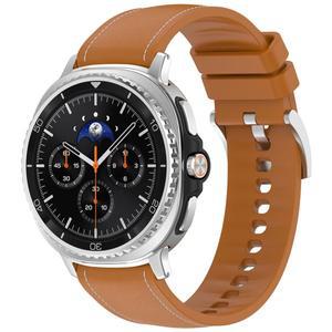 호환 삼성 갤럭시 워치 8 클래식 46mm/워치8 44mm 40mm용 가죽 + 실리콘 시계줄 교체용 스트랩 팔찌