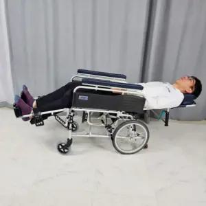 [장애인보조기기] 국산 리클라이너 침대형 휠체어 MIKI EV-5 머리받침 헤드레드트 알루미늄 침대형 환자 장애인보장구