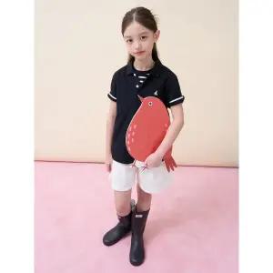 [BEANPOLE KIDS] [Essential] 피케 카라 반소매 티셔츠 - 블랙 (BI6242UE35)