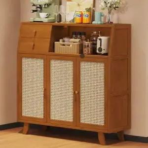 대나무 수납장 레트로 라탄 주방 틈새장 부엌 카페 소품장 그릇 조미료 보관함