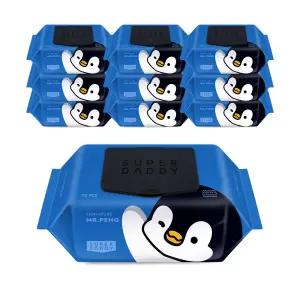 슈퍼대디 미스터펭 블루 고평량 77gsm 엠보싱 아기 물티슈 캡형 10팩소비기한 26년09월