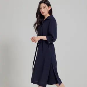 [지센] 카라넥 사이드 플리츠 튜닉형 원피스 LFOPP303_DN