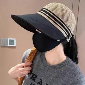 마스크걸이가 있는 데일리 니트 보닛햇 자외선차단모자 휴양지 물놀이 바캉스모자