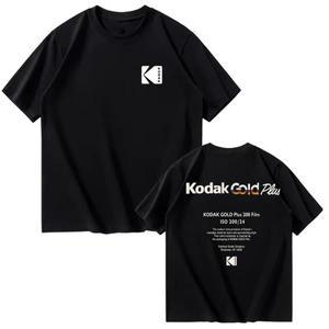 Kodak 여름 브랜드 패션 쿨 레트로 Y2K 프린트 100% 코튼 남성 티셔츠 스트리트 캐주얼 땀 흡수 통기성 반
