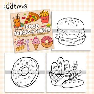 음식 간식 및 과자 테마 성인용 색칠책 귀여운 그림책 파티 생일 선물로 완벽