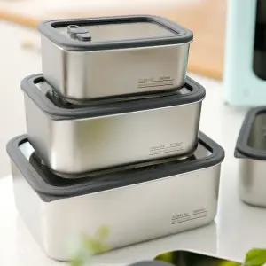 스텐304밀폐용기 650ml 직사각 오븐 전자렌지 반찬통 냉장고보관 냉동실 정리용기