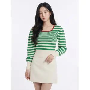 [하프클럽/에고이스트]퍼프소매 스트라이프 니트 베이지 EP1KL262