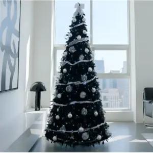 블랙 원터치 트리 접이식 대형 크리스마스 트리 180 전구 오너먼트 풀세트