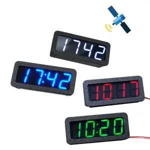 GPS/Beidou 위성 타이밍 자동차 시계 자동 동기화 시간 표시 LED 전자 디지털 12/24 USB 5V 12V
