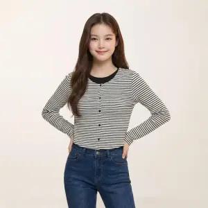 행텐틴즈 동백01 여아 스트라이프 레이어드 가디건_화이트  14570-131-401-05-003