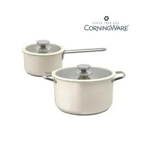 코닝웨어 라일리 스테인레스 IH인덕션 냄비 2종세트 (16편수+24양수)