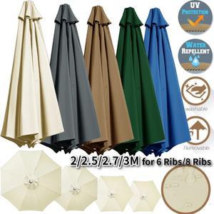 2/2.5/2.7/3M 방수 교체용 파라솔 캐노피 6/8립스 선우산 정원 파티오 상단 천 비 덮개