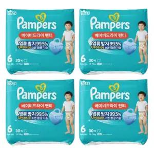팸퍼스 2025 베이비드라이 팬티형 기저귀 6단계 30매 4팩