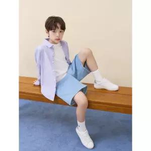 [BEANPOLE KIDS] [BEANPOLE KIDS] [Essential] 클래식 리넨 멀티 스트라이프 셔츠  라이트 퍼플 (BI6364UE1V) (BI6364UE1V)