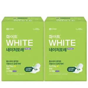 생리대 화이트 네이처포레 맥시슬림(날개형) 중형(32P) x 2팩