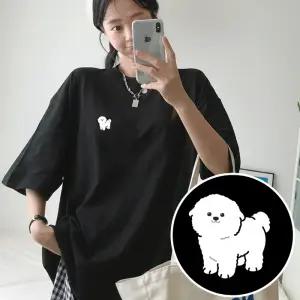 강쥐 BOX 여성 오버핏 반팔 티셔츠 (9컬러) 박스티 빅사이즈