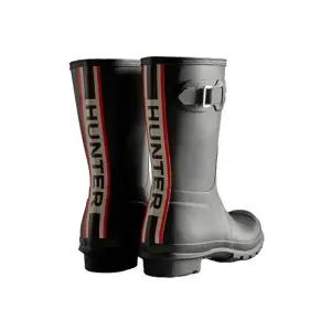 국내매장판 헌터 여성 오리지날 컬러 백프린트 숏 레인부츠 블랙 WFS2353RMABLK