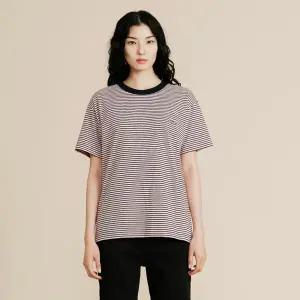 [롯데백화점]플랙 여성 스트라이프 와펜 반팔 티셔츠 (PWTI3RSL42W)