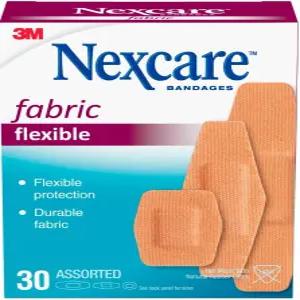 넥스케어 헤비 듀티 유연한 패브릭 접착 붕대 다양한 크기 - 무릎 및 팔꿈치용 내구성 통기성 직조 30