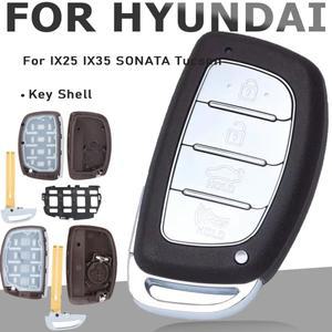 KEYECU 교체 용 4 버튼 현대 IX25 SONATA Tucson 스마트 원격 키 쉘 케이스-배터리 홀더 포함/없음