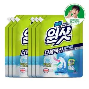 (eTV)슈가버블 버블원샷 더블액션 찌든때제거 액체 세탁세제 리필 2L x 6개