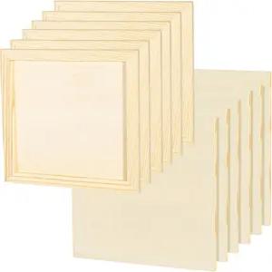 12개 7.87 x 7.87인치 소나무 패널 보드 미완성 사각 나무 페인팅 공예용 페인트 DIY 드로잉 붓기 예술
