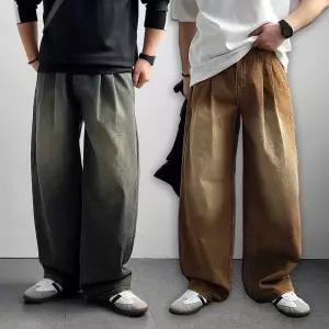 리얼타임 피그먼트 투턱 벌룬 데님 / 남자 샌드워싱 와이드 통청바지 진청 흑청 빅사이즈 빈티지 배기 [3C 3size}