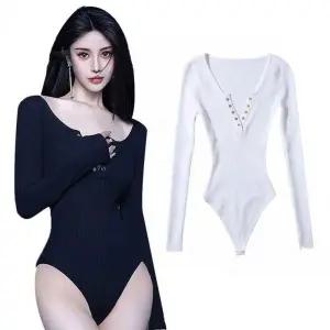 [하프클럽/셀러허브_여성트랜드패션]코비바디수트티 무지 레이어드 트임 V