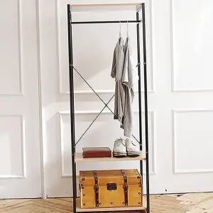 이동식 수납 행거 오픈형 모던 가정용 철제 수납 행거 옷걸이 선반 조립 튼튼한 사다리