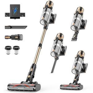 가정용 Tikom V850 무선 청소기 LED 터치스크린이 장착된 50000Pa/550W 스틱 충전 벽 도크 엉킴 방지 반려동물 털용 경량 휴대용 진공청소기 하드 플로어 카펫