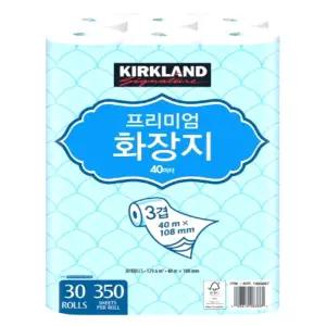 커클랜드 프리미엄 화장지 3겹 10.8CM X 40M X 30롤 무형광 무색 무향 천연펄프