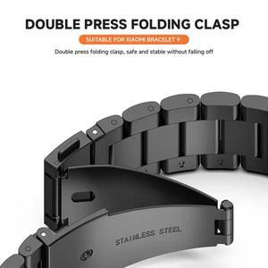 샤오미 미 밴드 10 9 8 NFC 메탈 스트랩, 미 밴드 10 9 8용 스테인리스 스틸 메탈 팔찌, 메탈 시계줄 코레