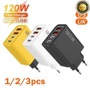 총120W 123개 고속 충전기 타입 C 퀵차지 3.0 USB 어댑터 (아이폰 삼성 샤오미 PD 플러그용)