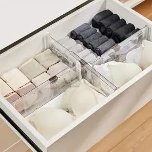 투명 길이조절 칸막이 화장대 서랍 정리 옷장 트레이 수납함 정리함 책상 파티션 보관함 분류 분리