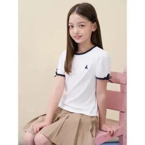 [BEANPOLE KIDS] 여아 베이직 골지 반소매 티셔츠 - 화이트 (BI6342G071)