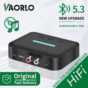 VAORLO Bluetooth 5.3 오디오 수신기 USB 무선 어댑터 스테레오 3.5mm AUX/RCA 지원 데스크탑 스피커 앰프