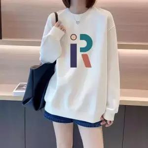 EAMT 흰색 라운드 여성티셔츠 풀오버 루즈핏 레터링 봄가을 맨투맨 코트 얇은 슬림 프린트 YJ3