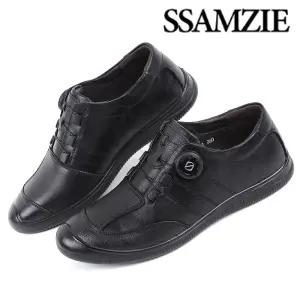 쌈지(정품) 천연소가죽케주얼화 다이얼신끈 가죽신발 스니커즈 보아 컴포트화 효도화 가벼운신발