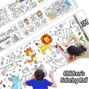 어린이 드로잉 롤 DIY 컬러링 종이 필링 그래피티 페인팅 교육 장난감 선물 3M