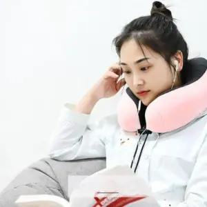 [라일리] Rly 압축백포함 메모리폼 U모양 목베개 핑크