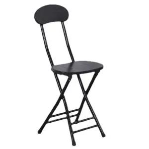 휴대용 접이식 등받이 간이 폴딩 보조 의자 스툴 체어 올블랙 인테리어 원형 카페 1인용 높은 우드
