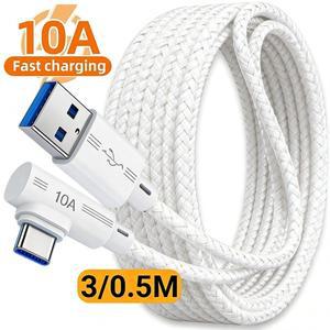 90 ° 엘보우 10A USB C 케이블 초고속 충전 to 타입 데이터 아이폰호환 17 샤오미호환 삼성호환 화웨이호