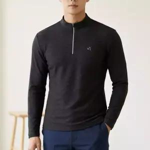 김영주 골프 남성 티셔츠 긴팔 하이넥 자카드 패턴 아웃도어 소로나 집업 1124