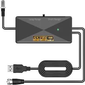 TV 안테나 증폭기 실내 신호 부스터 25dB 고이득 강력한 디지털 픽셀화 클리어 수신 범위 조절 가능 모든