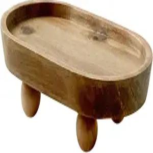 현관 테이블 농가 주방 테이블탑 중앙 조각을 위한 베이브렌 소형 나무 라이저 받침대 디스플레이 트레이