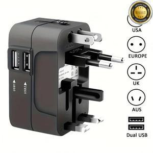 유니버설 여행용 AC 전원 어댑터 듀얼 USB 포트 EU UK AU 아울렛 컨버터 소켓 플러그 글로벌 변환 충전기