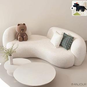 라운드소파 램스울 구름 조약돌 등받이 양털 대기실 쇼파 3인용