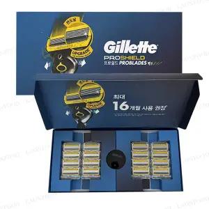 질레트 2024 프로쉴드 옐로우 면도날 16개 + 면도기 스탠드 1개