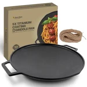 브리즈문 기름 안튀는 인덕션 삼겹살 고기 솥뚜껑 불판 바베큐 캠핑 그리들팬 가정용 30cm