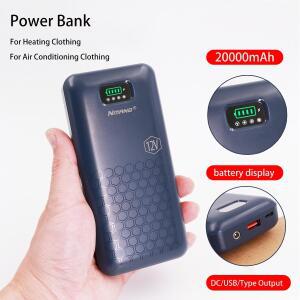 보조베터리 12V 20000mAh 디지털 디스플레이 iPhone Xiaomi 팬 조끼 에어 의류 용 고속 충전 외부 배터리